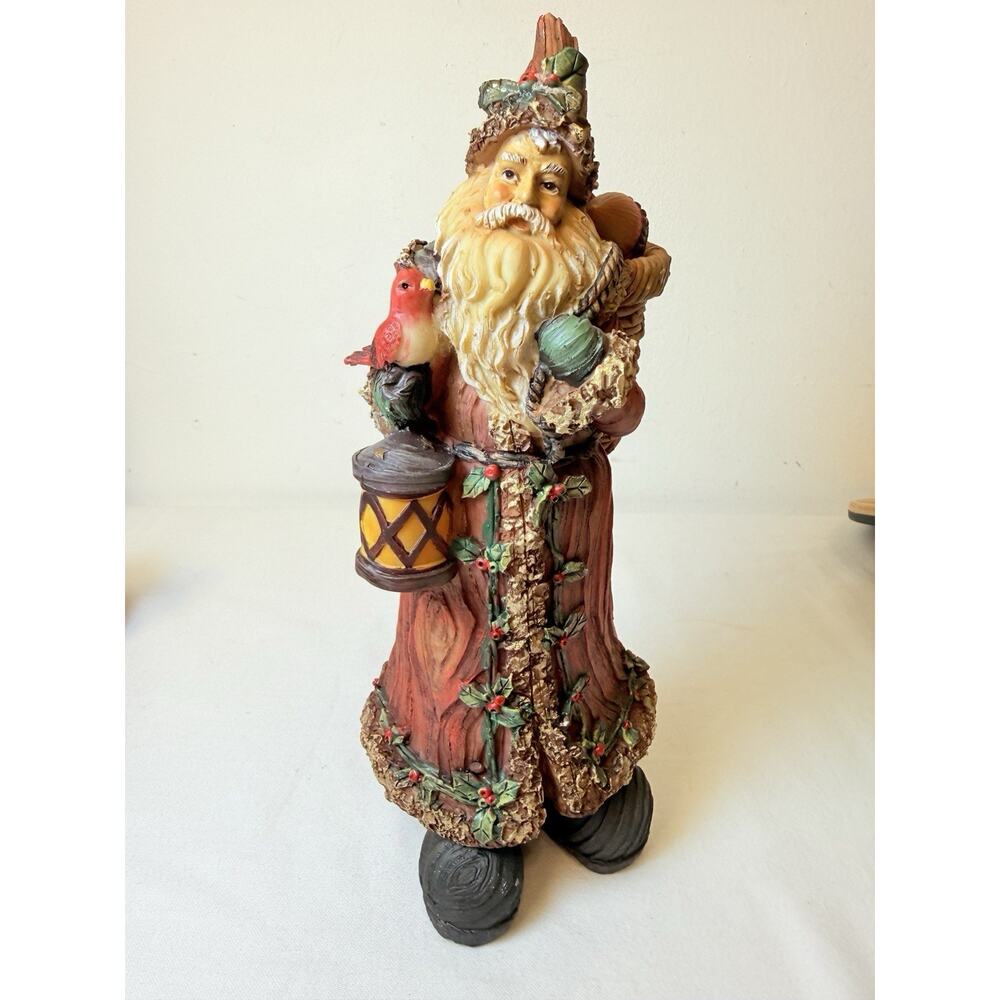 Woodland Santa Christmas Figurine With Lantern And Cardinal 10’
